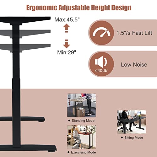 COSTWAY Electric Stand up Desk Frame, Ergonomic Sit to Stand Desk Frame w/Adjustable Height & Width, DIY Workstation Base w/Memory Controller for Home Office(Frame Only) (Black) COSTWAY