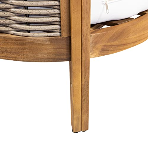CHRISTOPHER KNIGHT HOME Burchett Outdoor 4pc Chat Set - Acacia Wood and Wicker - Teak/Mixed Brown/Beige Christopher Knight Home