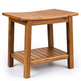 Upolana Teak Shower Bench, 20" Solid Wood Shower Stool Waterproof Shower Seat with Storage Shelf for Bathroom, Indoor & Outdoor Use Upolana