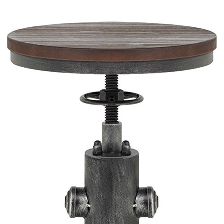 Topower Industrial Barstool,13" Solid Wood, Adjustable Height 23.6"-29.5", Counter Stool, Kitchen Cafe Pub Bar Stool, Set of 2, Silver Topower
