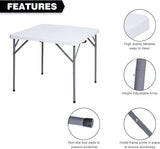 Lakhow 34" Square Folding Table with Resin Top, Plastic Folding Card Table with Collapsible Legs for Adults Indoor Outdoor Use, White Lakhow