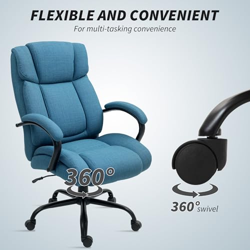 Vinsetto Big and Tall Executive Office Chair 485lbs with Wide Seat, High Back Computer Desk Chair with Tilt, Adjustable Height, Blue Vinsetto