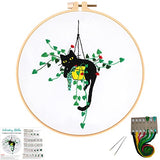 Louise Maelys Embroidery kit for Beginners,Cat Stamped Pattern Cross Stitch Kits for Adult Including Cloth,Hoop,Color Threads,Needles and Instruction