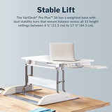 Vari Varidesk Pro Plus 36 Standing Desk Converter – 11 Height Settings + Spring Lift, 2 Tier Design, Keyboard Tray, Fits Desktops 36” Wide x 26.5" Deep – Delivers Fully Assembled (White) Vari