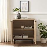 Walker Edison Lowen Contemporary Fluted-Door Accent Cabinet 32 Inch Coastal Oak Walker Edison