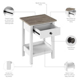 Bush Furniture Mayfield Nightstand | Storage for Living Room, Bedroom, or Home Office, Shiplap Gray/Pure White Bush Business Furniture