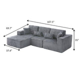 HYJT-H&K Modular Sectional Sofa Cloud Sectional Couch, 107" Comfy Fluffy L Shaped Dark Grey Couches for Living Room, Deep Seat Memory Foam Plush Corduroy Boneless Couch Sectionals Left Facing Chaise HYJT-H&K