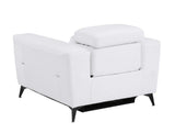BlackJack Furniture Ferrara Top Grain Italian Leather Power Reclining Sofa Chair with USB Ports to Charge Devices, Adjustable Multi-Position Headrests, Wall Hugger Design, 41.3" W, White Blackjack Furniture