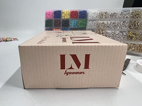 Lynnmos Clay Beads 8000 Pcs 2 Boxes Bracelet Making Kit - 24 Colors Polymer Clay Beads for Bracelet Making Set - Heishi Disc Beads for Jewelry Making kit with Charms and Gift Pack for Girls Lynnmos