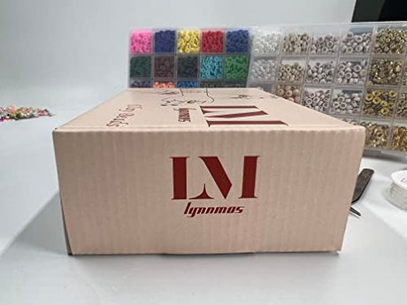 Lynnmos Clay Beads 8000 Pcs 2 Boxes Bracelet Making Kit - 24 Colors Polymer Clay Beads for Bracelet Making Set - Heishi Disc Beads for Jewelry Making kit with Charms and Gift Pack for Girls Lynnmos