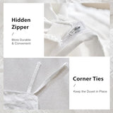 WARMDERN White Boho Duvet Cover Set King Size, Striped Textured Duvet Cover Tufted Bedding Set, 3 Pcs Ultra Soft Washed Microfiber Duvet Cover with Zipper Closure (King, White) WARMDERN