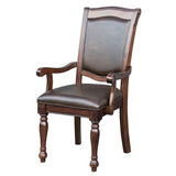 URPRIME Traditional Dining Room Armchairs, Brown Cherry Finish, Upholstered Seat, Wood, of 2 Wood Faux Leather Room, 40.5" Height URPRIME