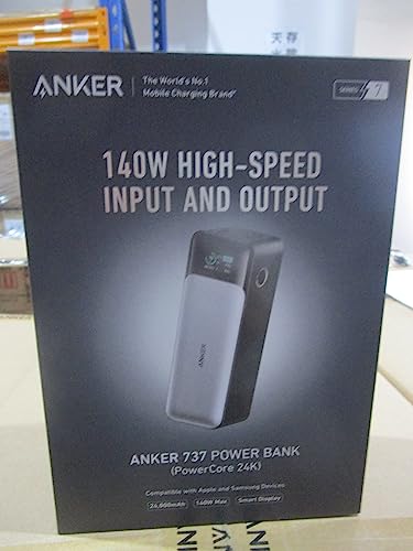 Anker 737 Power Bank, 24,000mAh 3-Port Laptop Portable Charger with 140W Output, Smart Digital Display, Compatible with iPhone 16/15/14/13 Series, Vision Pro, Samsung, MacBook, Dell, AirPods, - WoodArtSupply