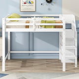 Bellemave Full Size Loft Bed with Stairs and Built-in Storage Wardrobe, Wood Loft Bed Frame with Storage Shelves and Hanging Rod White Loft Beds for Kids Boys Girls Adults Teens Dorm Bedroom Bellemave