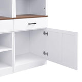 Ball & Cast Farmhouse 4-Piece Wall Unit Entertainment Media Center Set with Bookshelf for TVs Up to 70",Large Entertainment Wall Unit TV Stand W/Adjustable Shelves and Wine Rack,for Living Room,White Ball & Cast