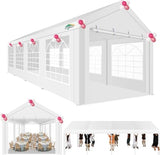 COBIZI 10x30FT Party Tent Heavy Duty Event Shelter Outdoor Wedding Gazebo Canopy for Parties Carport BBQ Commercial with Removable Sidewall Windows, Powder Coating (Better Than Galvanized),White COBIZI