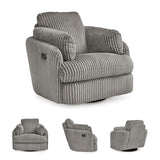 Signature Design by Ashley Tie-Breaker Casual Manual Press-Back Swivel Glider Rocker Recliner with 2 Bolster Pillows and Hidden Storage, Light Gray Signature Design by Ashley