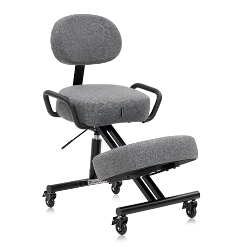 DR.LOMILOMI Ergonomic Kneeling Chair with Backrest, Improve Posture, Thick Cushions, Locking Wheels for Home & Office, AKONI 512 (Backrest Add-on, Dim Grey) DR.LOMILOMI
