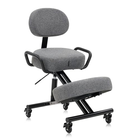 DR.LOMILOMI Ergonomic Kneeling Chair with Backrest, Improve Posture, Thick Cushions, Locking Wheels for Home & Office, AKONI 512 (Backrest Add-on, Dim Grey) DR.LOMILOMI