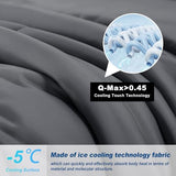 bedsmile Cooling Comforter Queen Size, Double-Sided Cold Tech Fabric Quilted Bed Comforters Cooling Blanket for Hot Sleepers, Breathable Lightweight Summer Bedding, All-Season Ice Blanket, Dark Gray bedsmile