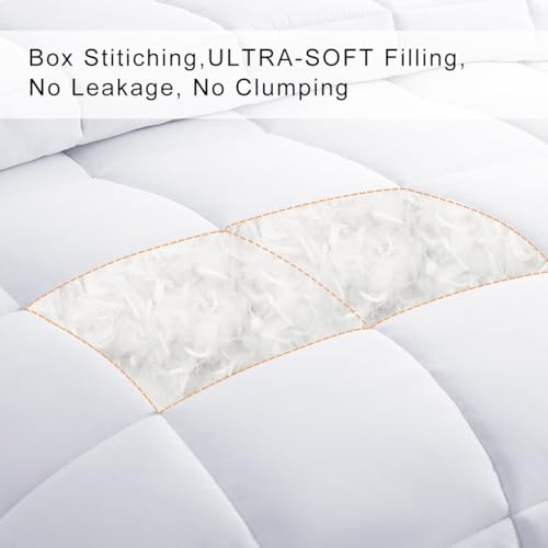 COHOME Premium Twin XL Size Cooling Comforter, All-Season Quilted Down Alternative Duvet Insert, Luxury Hotel GentleSoft Comforter with Anti-Clump Tech & 8 Tabs - Reversible - White 68x92 inches COHOME