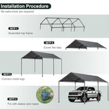 10x20 Heavy Duty Carport, Outdoor Carport Shelter with Reinforced Frame and Stakes, Waterproof Garage Car Port Tent (Gray) gaildon
