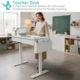 KLUVIS Electric Standing Desk with Drawers, 32 Inch White Small Height Adjustable Sit Stand Desk with Storage for Small Space Home Office Bedroom, Study Writing Stand up Computer Desks for Girls Work KLUVIS