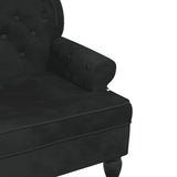 vidaXL 47" W Small Loveseat, Velvet Chesterfield Sofa with Button Tufting & Rolled Armrests for Small Spaces, 2 Seater Couch for Living Room & Bedroom, Black vidaXL