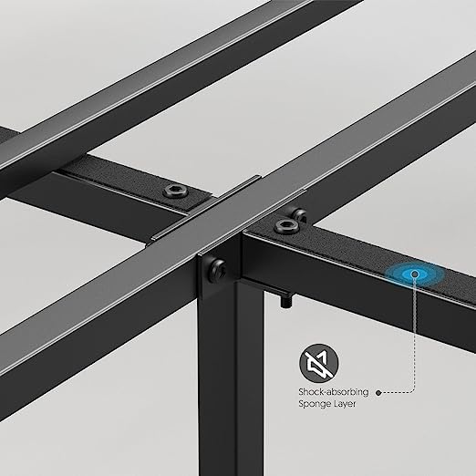 BONSOIR Queen Size Steel Platform Bed Frame with Wooden Headboard and Footboard BONSOIR