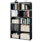 MOYIPIN Black Vertical Bookshelf with 10 Grids – Versatile Storage Rack for Bedroom and Living Room MOYIPIN
