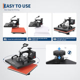 12 in 1 Heat Press Machine 15x15 Pro 30 oz Tumbler Attachment, 360° Swing Away | Industrial Quality Sublimation Press for T-Shirts, Tumblers, Mugs, Hats & Plates GarveeHome