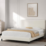 Yaheetech Full Size Bed Frame with Adjustable Headboard, Chenille Fabric Upholstered Headboard/Platform Bed, Full Bed Frame No Box Spring Needed/Wood Slats Support/Easy Assembly/Beige Yaheetech