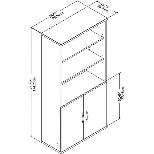 Bush Business Furniture Studio C 5 Shelf Bookcase with Doors in White - WoodArtSupply