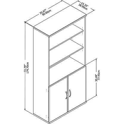 Bush Business Furniture Studio C 5 Shelf Bookcase with Doors in White - WoodArtSupply