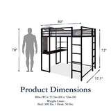 DHP Abode Full Size Metal Loft Bed, Black DHP