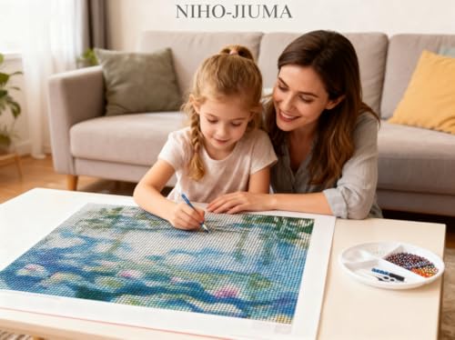 NIHO-JIUMA Diamond Painting Kits Monet's Water Lilies, 5D DIY Full Drill Diamond Art Gift for Adults, Home Decoration (30 X 40 cm / 12 X 16 inches) NIHO-JIUMA