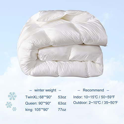 MH MYLUNE HOME Down Alternative Comforter Queen Size, Winter Warm Duvet Insert Fluffy Bed Comforter Insert White Baffle Box Stitched with Corner Tabs, Queen MH MYLUNE HOME