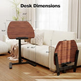 ROMOON Folding Portable Standing Desk with Wheels, No-Assembly Rolling Height-Adjustable Sit-Stand Table, Space-Saving Foldable Laptop Cart for Home Office and Computer Workstation (Walnut) ROMOON