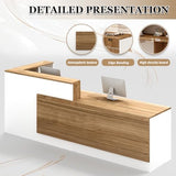 YTElantivo L-Shaped Reception Desk with Counter, 1-Inch Thick Board, Lockable Drawers & Keyboard Tray, Heavy-Duty Front Desk for Office, Salon, Hotel & Clinic YTElantivo
