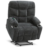 MCombo Oversized Power Lift Recliner Chair with Extended Footrest, Extra Wide for Big and Tall Elderly People, Fabric R7289 (Dark Gray, Medium-Oversize)