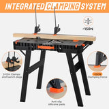 TLGREEN Folding Work Table,2 Pack,Express Portable Workbench Set of 2, Lightweight Workbench with Clamps Dogs, Clamps,Power Strip,for Garage,Table Saw,Home,Workshop,330lbs Load Capacity TLGREEN
