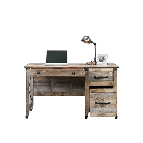 Sauder Carson Forge Pedestal Desk, L: 53.19" x W: 22.64" x H: 29.80", Soft White Finish - WoodArtSupply