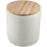 Lavish Home Storage Ottoman - Teddy Fabric Upholstered Ottoman with Wood Top for Living Room, Dorm, or Apartment - Ottomans with Storage (Cream) Lavish Home