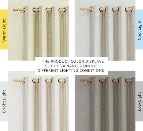 NICETOWN Natural 100% Blackout Linen Curtains 84 inch Long Burg for Living Room, 2 Panels, 52" Wide, Farmhouse Thick Completely Blackout Window Treatment Thermal Insulated Warm Drapes for Winter NICETOWN