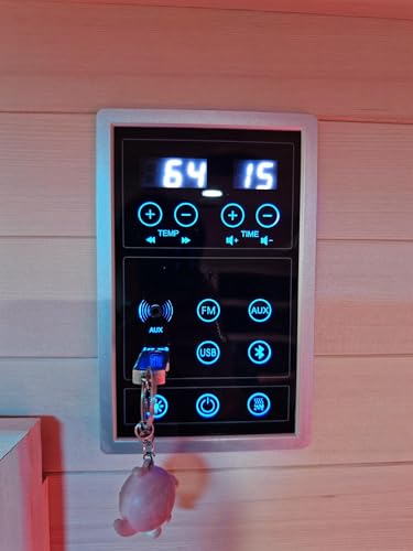 ZONEMEL Indoor Hybrid Sauna with Recliner, Canadian Hemlock Wooden Steam Infrared Sauna House for 2 or 3 People, 8mm Tempered Glass,9 Heaters, Full Spectrum & Carbon Plate & 6KW Harvia Heater, 220V ZONEMEL