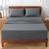 HYPREST Extra Deep Pocket Queen Sheet Sets Fits 18"-24" in Deep Mattress -100% Cotton Queen Sheet Set,Grey Hotel Luxury Soft Wrinkle Free Cooling Sheet Sets for Queen Bed Deep Pocket HYPREST