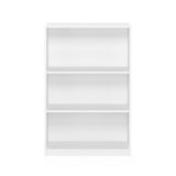 Furinno JAYA Book Shelf, 3-Tier Bookshelf, Bookcase with Adjustable Shelves, 9.5" x 24.5" x 40.3", for Living Room, Bedroom, Home Office, White Furinno