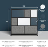 Workflow Modular Wall | Room Divider with Whiteboard, Sound-Dampening, & Frosted Acrylic Panels | Expandable Office Partition for Privacy & Productivity (70" x 70") S Stand Up Desk Store