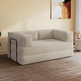 WLIVE 71'' Futon Sofa Bed, Convertible Sleeper Sofa, Folding Pull Out Couch Boneless Mattress with Fixed Frame, Corduroy, with Storage Pocket, Beige WLIVE