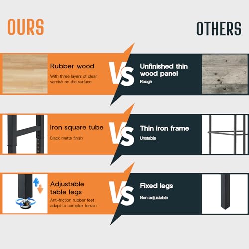 SPECRAFT 72x24 Folding Workbench, Adjustable Foldable Workbench with 2000 LBS Capacity, 30.7"-40" Height, Rubber Wood Top for Garage, Workshop, Office SPECRAFT